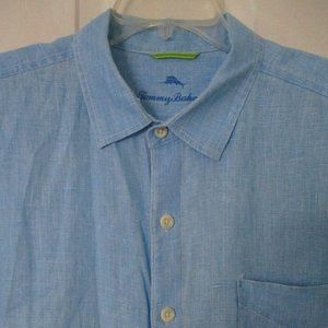 Tommy Bahama Mens S/S Blue Linen Casual Resort Wear Shirt - Size XL